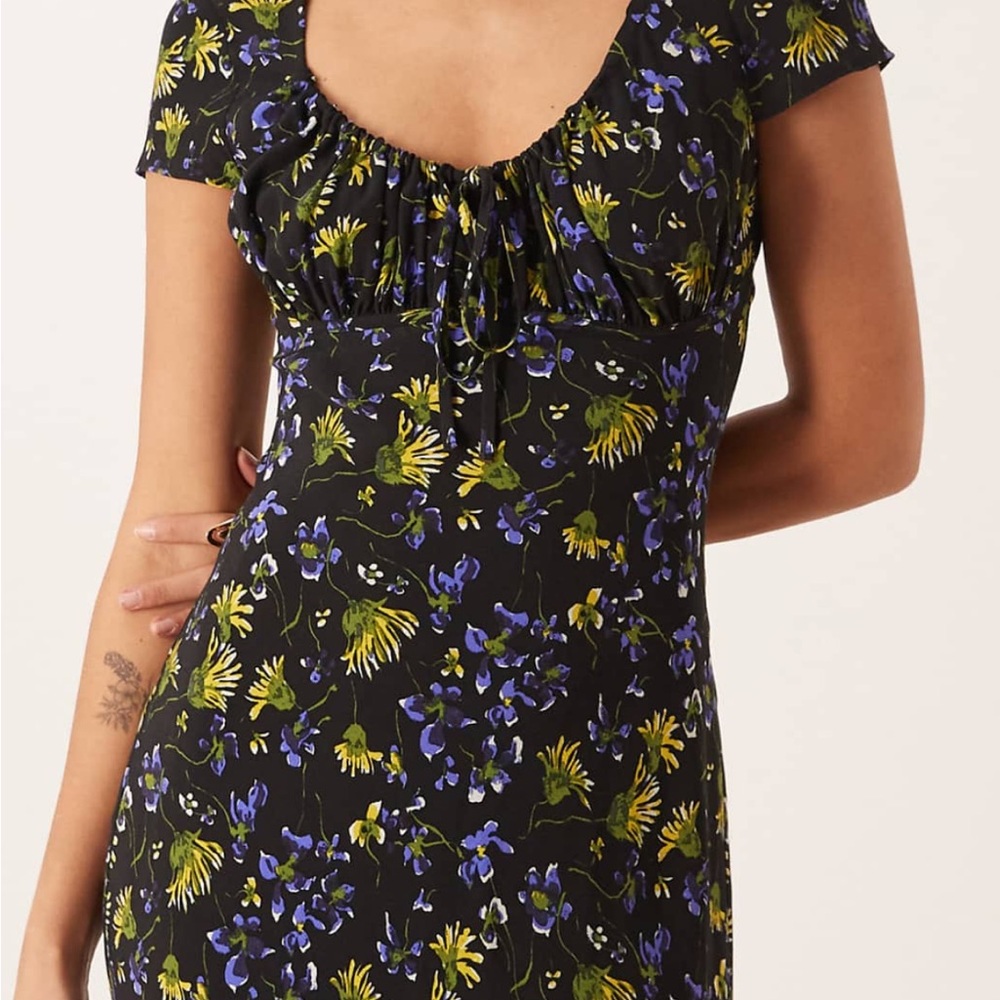 ASOS Black Dress with Blue and Green Floral Pattern